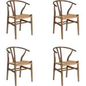 LOLAhome Pack de 4 sillas de comedor Ming marrón oscuro