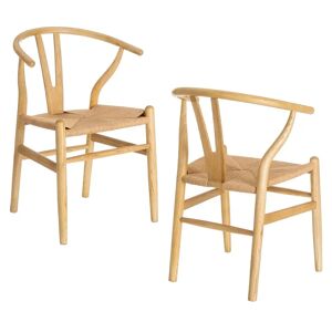 LOLAhome Pack de 2 sillas de comedor Ming natural