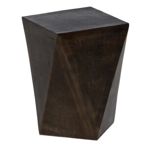 LOLAhome Mesita geométrica cubo de metal color bronce de 30x30x43 cm