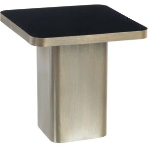 LOLAhome Mesita con pedestal geométrica de cristal y metal negra y dorada de 50x50x51 cm