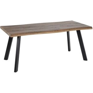 LOLAhome Mesa de comedor tronco para 10 personas  de madera DM tono natural y metal negro de 180x90x75 cm