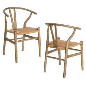 LOLAhome Pack de 2 sillas de comedor Ming marrón