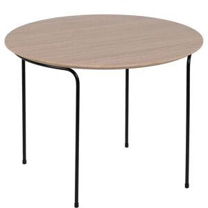 LOLAhome Mesa de centro redonda de metal negro y madera natural de Ø 60x45 cm