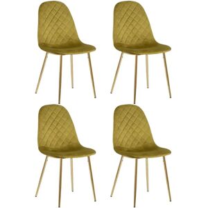 LOLAhome Pack de 4 sillas de comedor de terciopelo verde