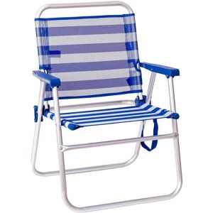 LOLAhome Silla de playa fija plegable de aluminio azul y blanco