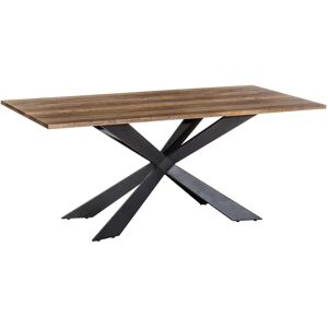 LOLAhome Mesa de comedor para 8 personas de metal negro y tablero oscuro de 180x93cm