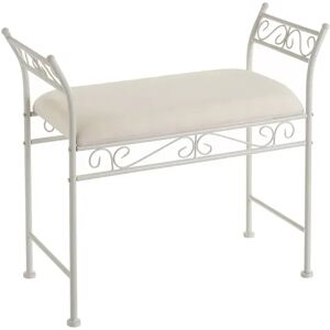 LOLAhome Banqueta pie de cama de metal y algodón blanca de 73x30x65 cm