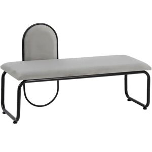 LOLAhome Banqueta con respaldo de terciopelo y metal gris de 110x40x68 cm