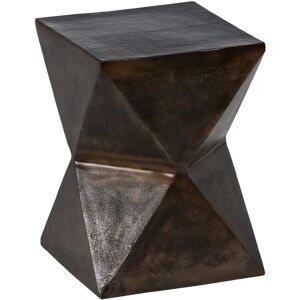 LOLAhome Mesita geométrica cubo de metal color bronce de 30x30x41 cm