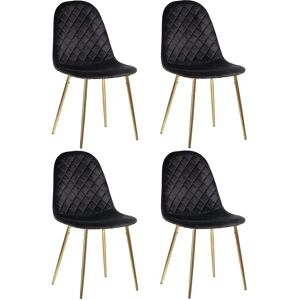 LOLAhome Pack de 4 sillas de comedor de terciopelo negro