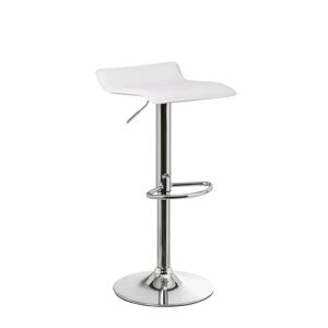 LOLAhome Taburete alto con pie de metal cromado con asiento blanco