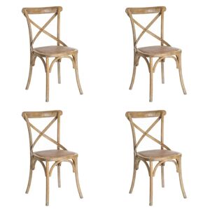 LOLAhome Pack de 4 sillas de comedor Aspas marrón