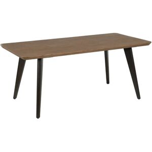 LOLAhome Mesa de comedor 6 personas biselada de madera y metal negra y natural de 180x90x76 cm