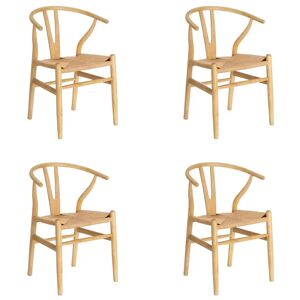 LOLAhome Pack de 4 sillas de comedor Ming natural