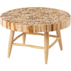 LOLAhome Mesa de centro de troncos de madera de teca marrón de Ø 80x45 cm