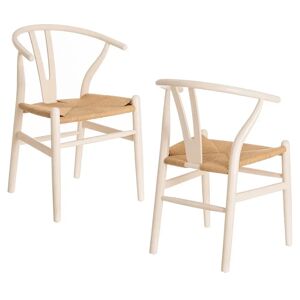 LOLAhome Pack de 2 sillas de comedor Ming blanco