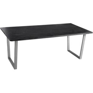 LOLAhome Mesa de comedor para 8 personas de metal y madera negra de 200x100x78 cm