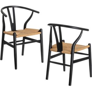 LOLAhome Pack de 2 sillas de comedor Ming negro