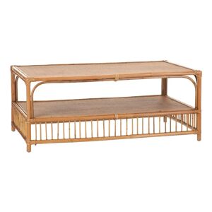 LOLAhome Mesa de centro con rejilla de ratán natural de 110x64x45 cm