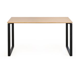 Miliboo Escritorio con tablero de contrachapado de roble con patas de metal negro 138 cm OPAL