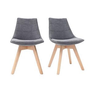 Miliboo Lote de 2 sillas diseño nórdico madera y tejido gris oscuro MATILDE