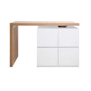 Miliboo Mesa de bar modulable con almacenaje blanco mate y roble A91 cm MAX