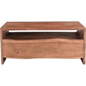 Miliboo Mesa de centro rectangular con almacenaje de madera maciza 100 cm BOHEMIAN