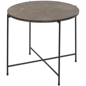 Miliboo Mesa de centro redonda de diseño de mármol marrón y metal negro 52 cm SARDA