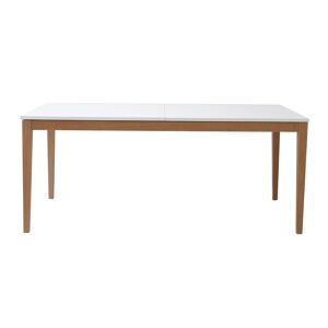 Miliboo Mesa de comedor diseño extensible blanca patas madera L180-260 DELAH