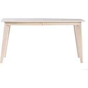 Miliboo Mesa de comedor diseño extensible blanca y madera clara L150-200 LEENA