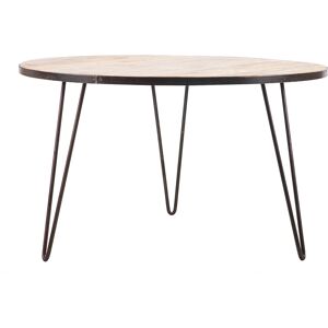 Miliboo Mesa de comedor redonda industrial madera metal D125 ATELIER