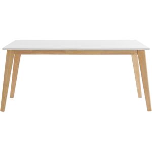 Miliboo Mesa extensible blanca de madera clara 160-205 cm SWAD