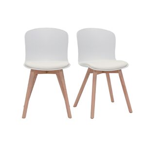 Miliboo Set de 2 sillas blancas y de madera clara ARISTA