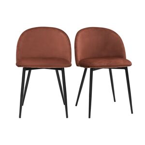 Miliboo Set de 2 sillas de diseño de terciopelo color terracota y metal negro CELESTE