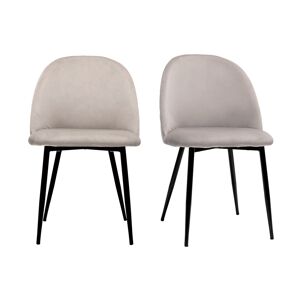 Miliboo Set de 2 sillas de diseño de terciopelo color topo y metal negro JOVI