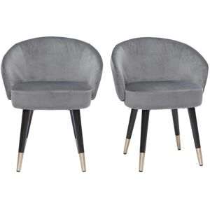 Miliboo Set de 2 sillas de diseño de terciopelo gris y patas de metal negro BRIZO