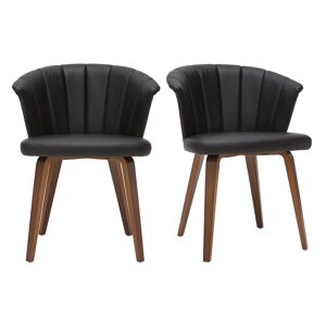 Miliboo Set de 2 sillas de diseño negro y nogal oscuro ALBIN