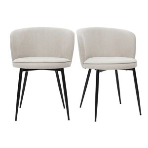 Miliboo Set de 2 sillas de diseño tejido efecto aterciopelado beige SERIF