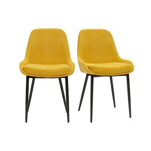 Miliboo Set de 2 sillas de tejido efecto aterciopelado amarillo mostaza HOLO