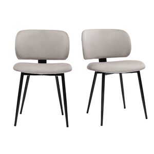 Miliboo Set de 2 sillas de terciopelo color topo y metal negro ATRIUM