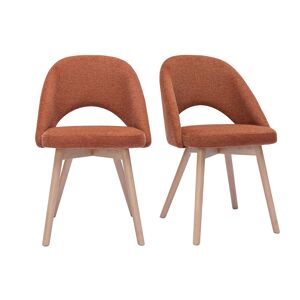Miliboo Set de 2 sillas nórdicas de tejido efecto aterciopelado texturizado terracota y madera clara COSETTE