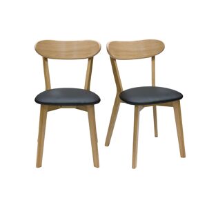 Miliboo Set de 2 sillas vintage de madera de roble claro y negro DOVE