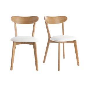 Miliboo Set de 2 sillas vintage de roble con asiento blanco DOVE