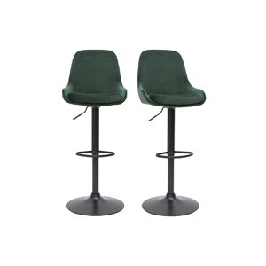 Miliboo Set de 2 taburetes de cocina de diseño regulables terciopelo verde HOLO