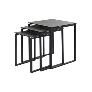 Miliboo Set de 3 mesas de centro de diseño negro de cerámica y metal STRESA
