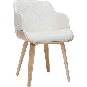 Miliboo Silla de diseño blanca y de madera clara LUCIEN