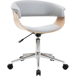 Miliboo Sillón de escritorio moderno tejido gris y madera clara OKTAV