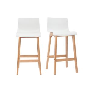 Miliboo Taburete de bar diseño madera y blanco 65cm lote de 2 NEW SURF