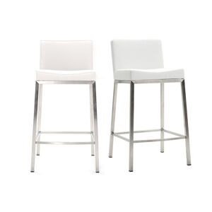 Miliboo Taburete diseño 66cm blanco lote de 2 EPSILON