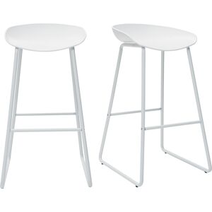 Miliboo Taburetes de bar modernos blancos con patas en metal (lote de 2) PEBBLE